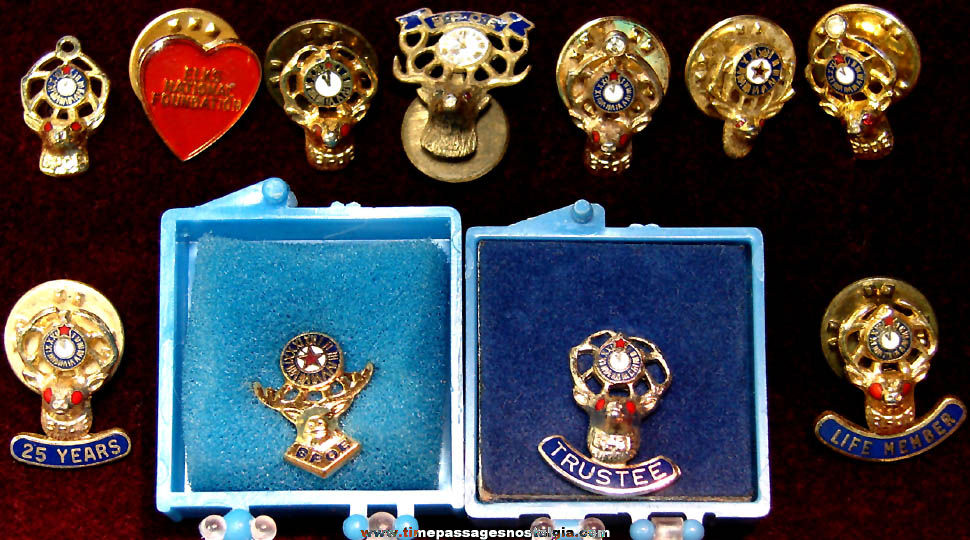 (11) Benevolent and Protective Order of Elks Lodge Fraternal Organization Membership Pins and Charm