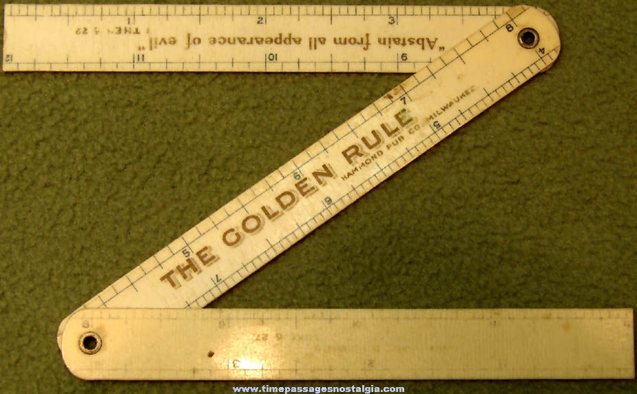 Hammond Publishing Company Advertising Premium The Golden Rule Religious Celluloid Folding Ruler