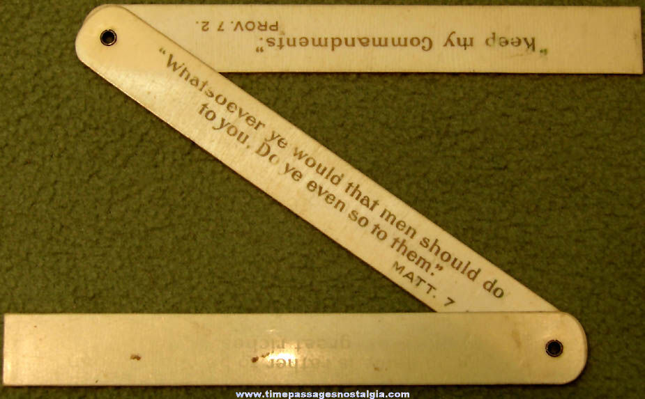 Hammond Publishing Company Advertising Premium The Golden Rule Religious Celluloid Folding Ruler