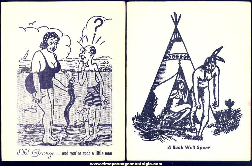 (2) Different Old Unused Risque Comic or Cartoon Greeting Cards