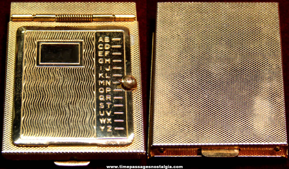 Old Unused Miniature Brass Metal Mechanical Address Book