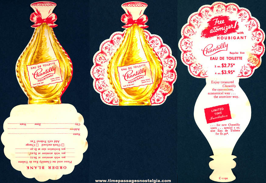 Colorful Old Unused Chantilly Houbigant Eau De Toilette Perfume Advertising Order Form