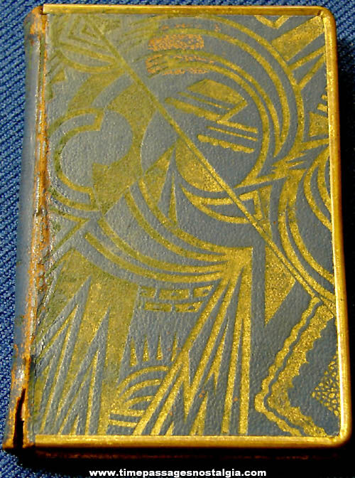 Old Mondaine Brass & Leather Art Deco Book Cosmetic Mirror Compact Container with Contents