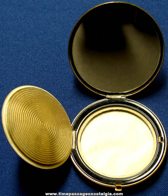 Old Evans Brass Metal Cosmetic & Mirror Compact Container