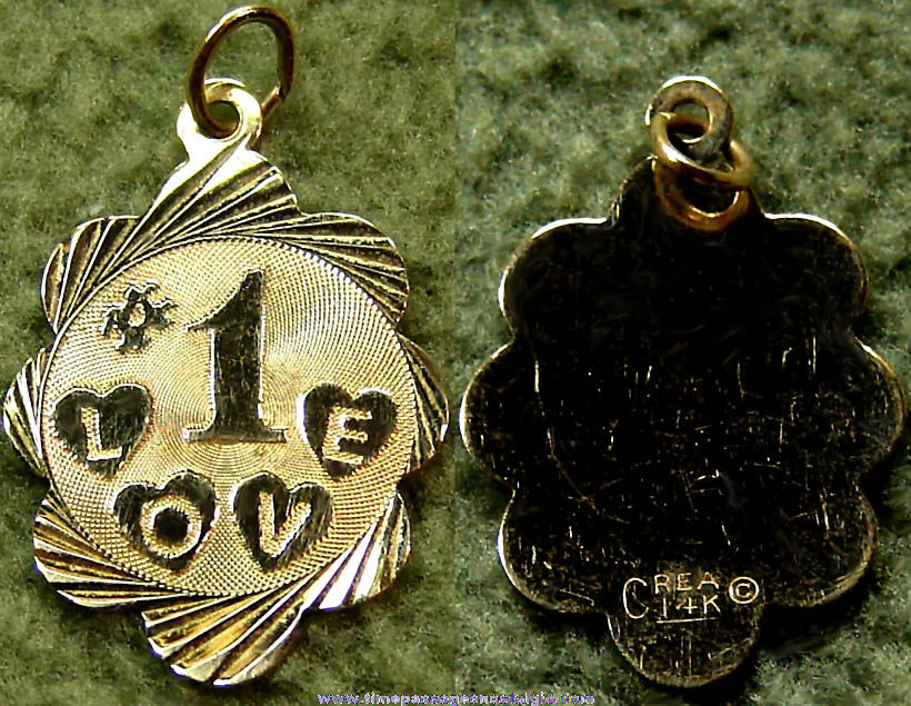 Small 14K Gold #1 Love Necklace Pendant or Charm Bracelet Charm