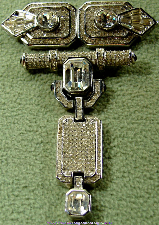 (2) Old Christian Dior Costume Jewelry Brooch Pins with Stones