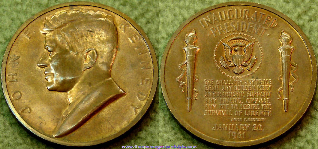 1961 United States President John F. Kennedy Inauguration Medal Token Coin