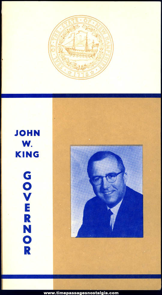 1963 New Hampshire Governor John W. King Inaugural Ceremony Program