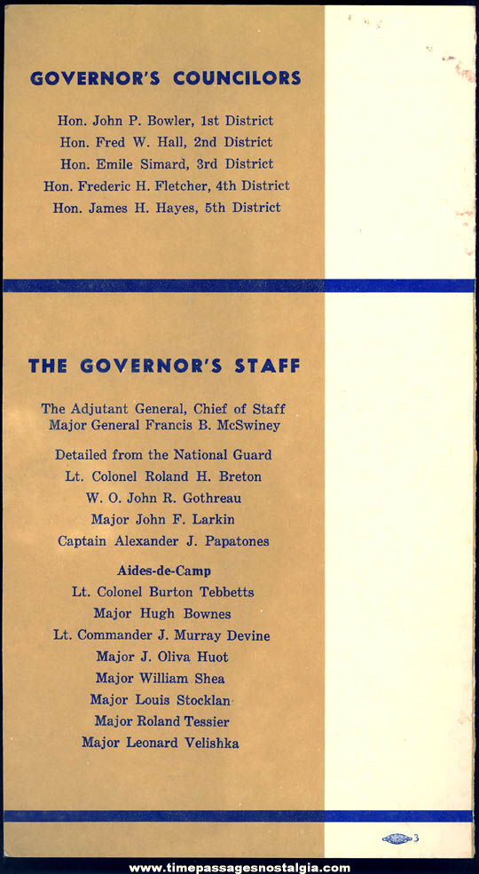 1963 New Hampshire Governor John W. King Inaugural Ceremony Program