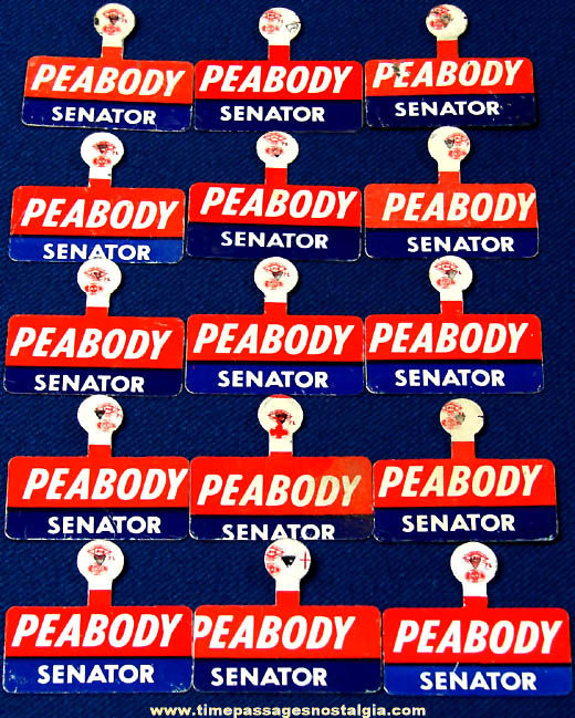 (15) Unused 1966 Endicott Peabody Massachusetts Senate Political Campaign Tin Tab Buttons