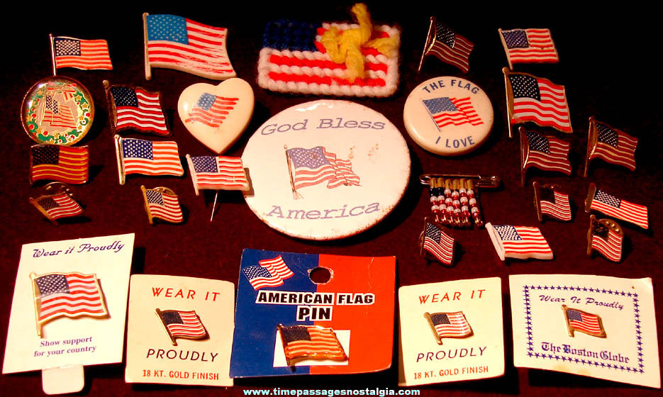 (29) Small Colorful Patriotic American Flag Pins