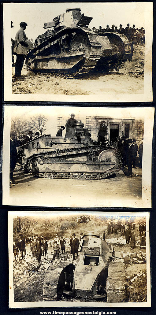 (3) Small Old Unidentified Army Military Tank Photographs