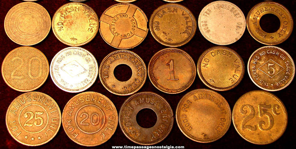 (35) Old Amusement Arcade or Slot Machine Token Coins