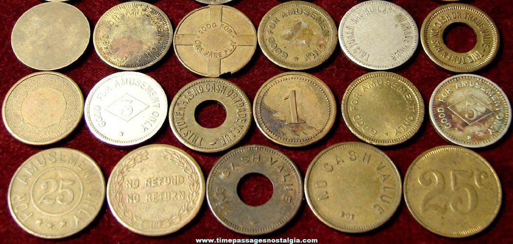 (35) Old Amusement Arcade or Slot Machine Token Coins