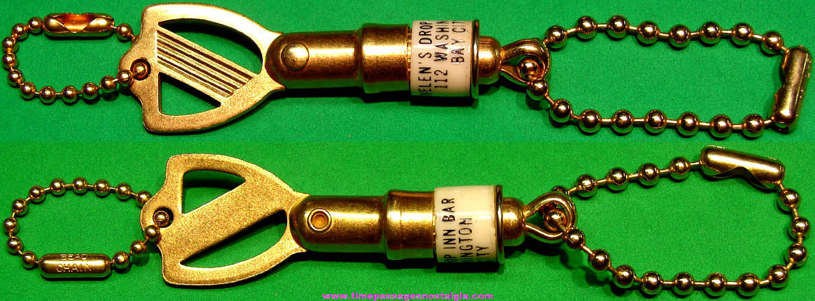 Old Unused Helen’s Drop Inn Bar Bay City Advertising Premium Brass Key Chain