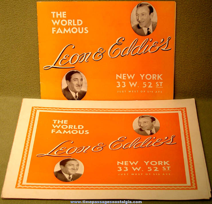 (2) 1940s Leon & Eddie’s Night Club Advertising Souvenir Photograph Folders