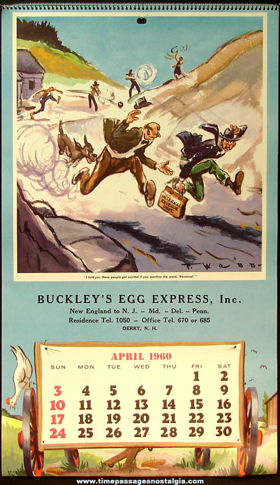 Colorful 1960 Paul Webb Mountain Boys Egg Company Advertising Premium Calendar