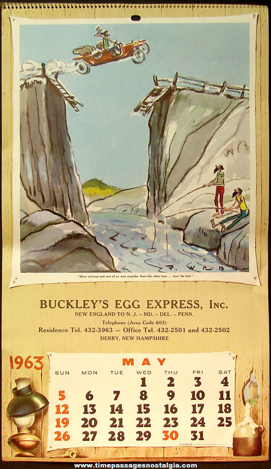 Colorful 1963 Paul Webb Mountain Boys Egg Company Advertising Premium Calendar