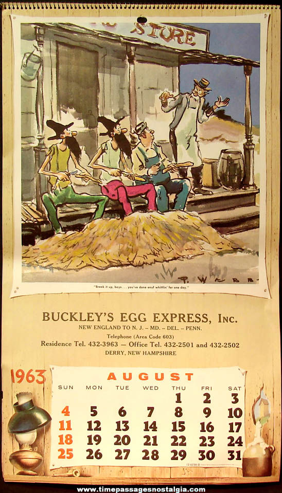 Colorful 1963 Paul Webb Mountain Boys Egg Company Advertising Premium Calendar