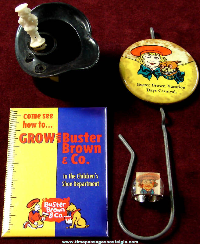 (4) Different Old Buster Brown & Tige Character Shoe Advertising Premium Items