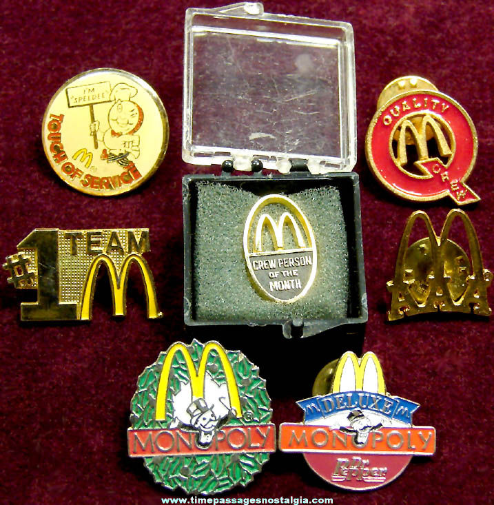 (7) Different McDonald’s Restaurant Advertising & Employee Award Pins