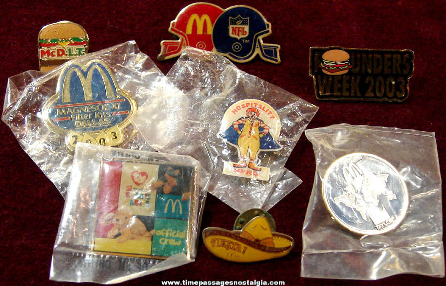 (8) Different McDonald’s Restaurant Advertising & Employee Award Pins