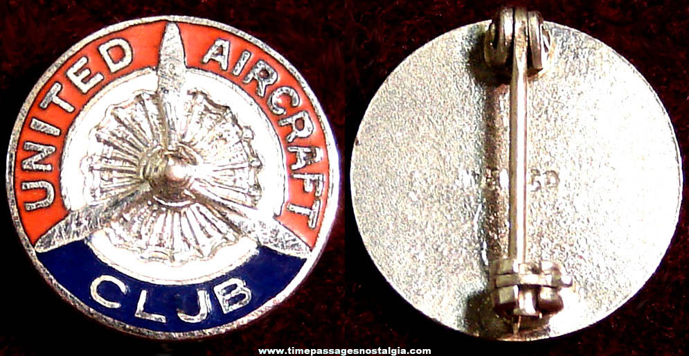 Small Old Enameled United Aircraft Club Membership Advertising Pin