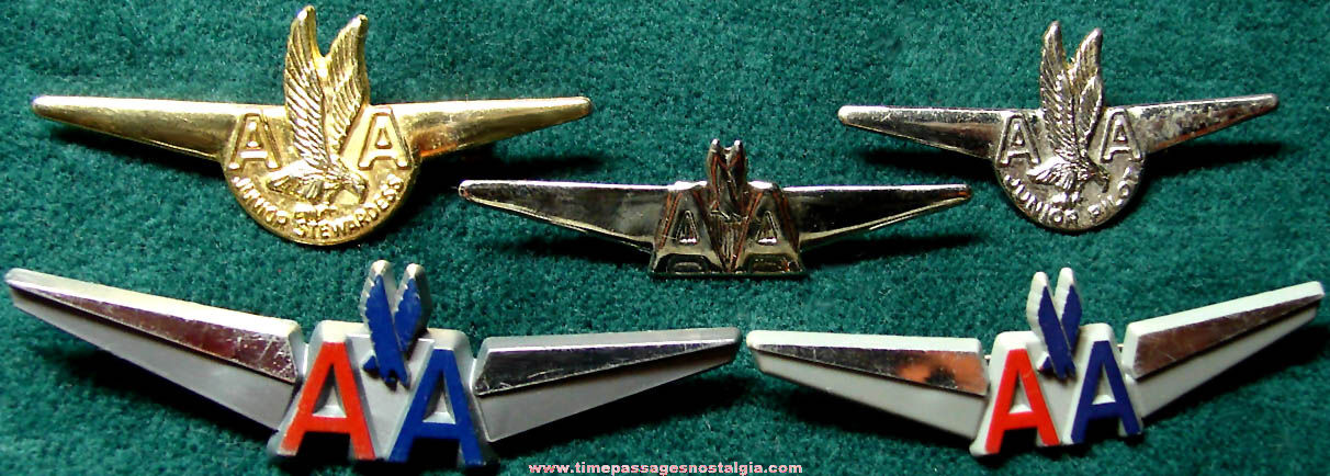 (5) Old American Airlines Advertising Premium Toy Wings Pins