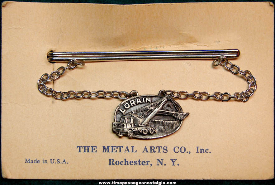 Old Carded Thew Shovel Company Lorain Ohio Advertising Premium Neck Tie Jewelry Bar