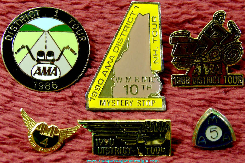 (6) Different American Motorcycle Association AMA Advertising Souvenir Pins