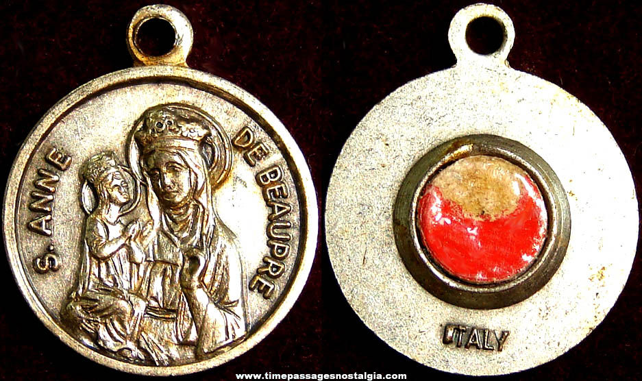 Old Christian or Catholic Saint Anne De Beaupre Religious Relic Pendant Charm