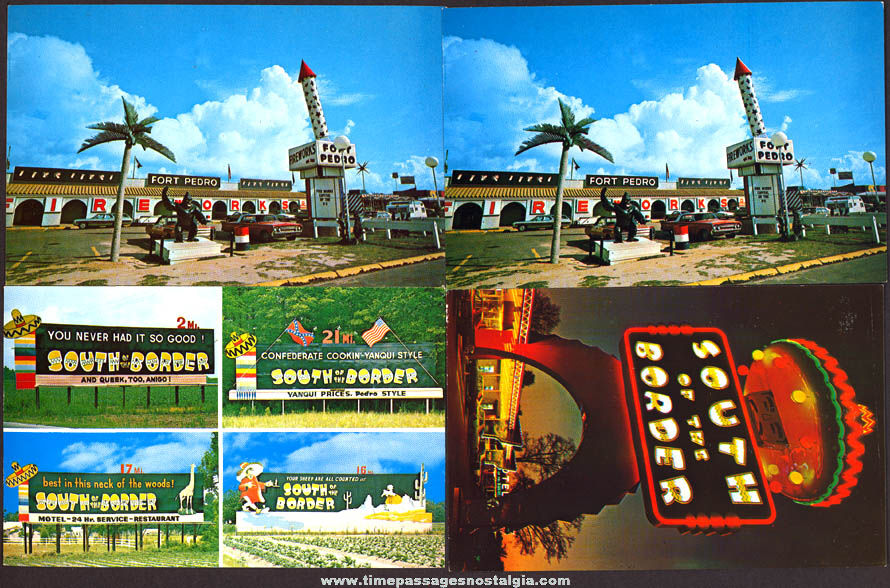 (8) Colorful Old South of The Border Advertising Post Cards