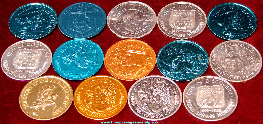 (14) Old Mardigras Carnival Parade Advertising Token Coins