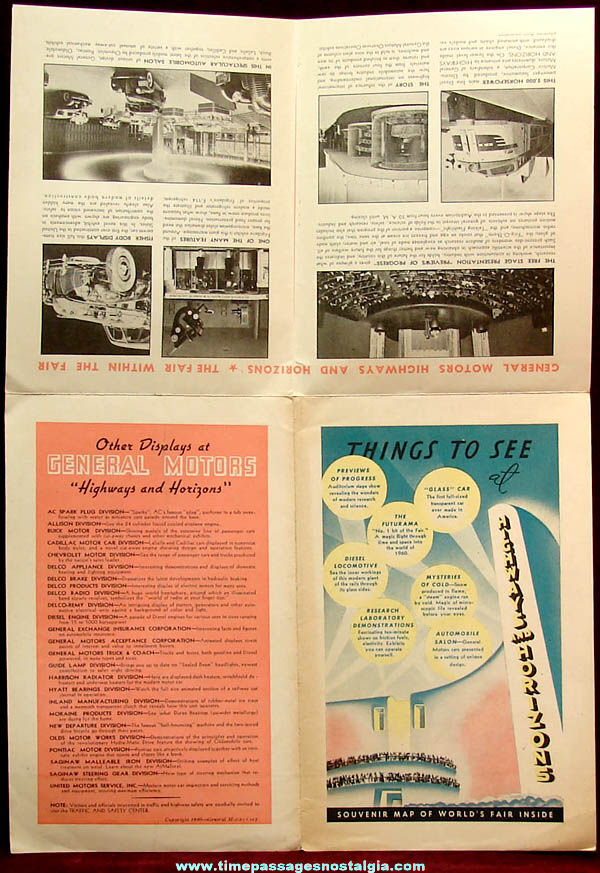 Colorful 1939 - 1940 New York World’s Fair General Motors Exhibit Advertising Premium Map