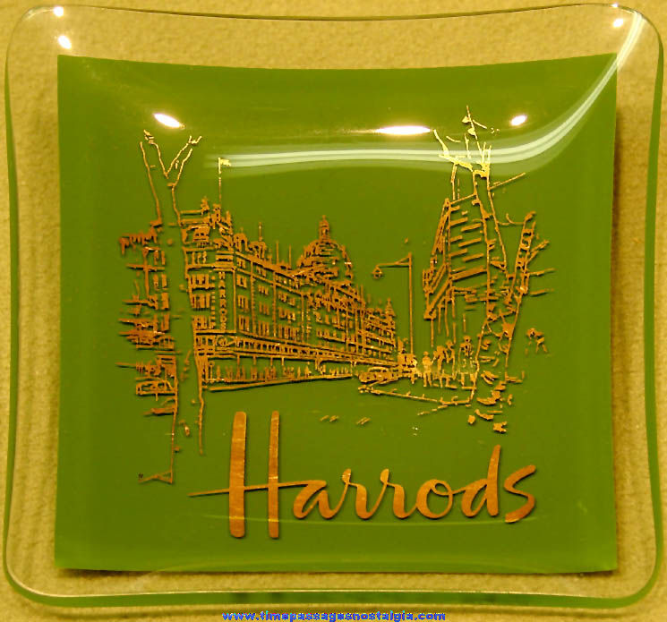 Old Harrods Department Store Advertising Premium Imprinted Glass Tray