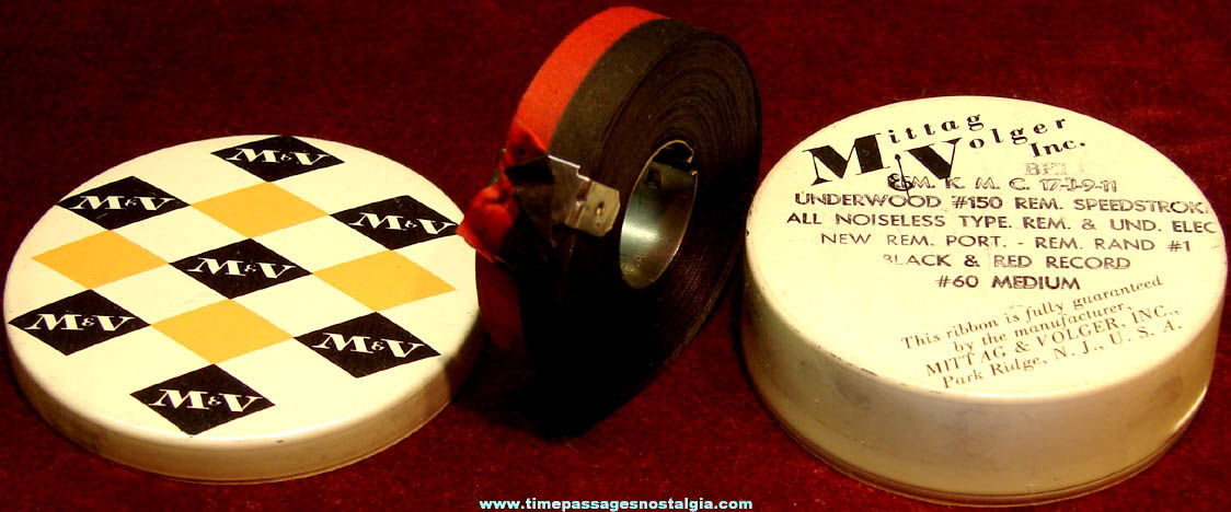 Old Unused Mittag & Volger Typewriter Ribbon with Advertising Tin Container