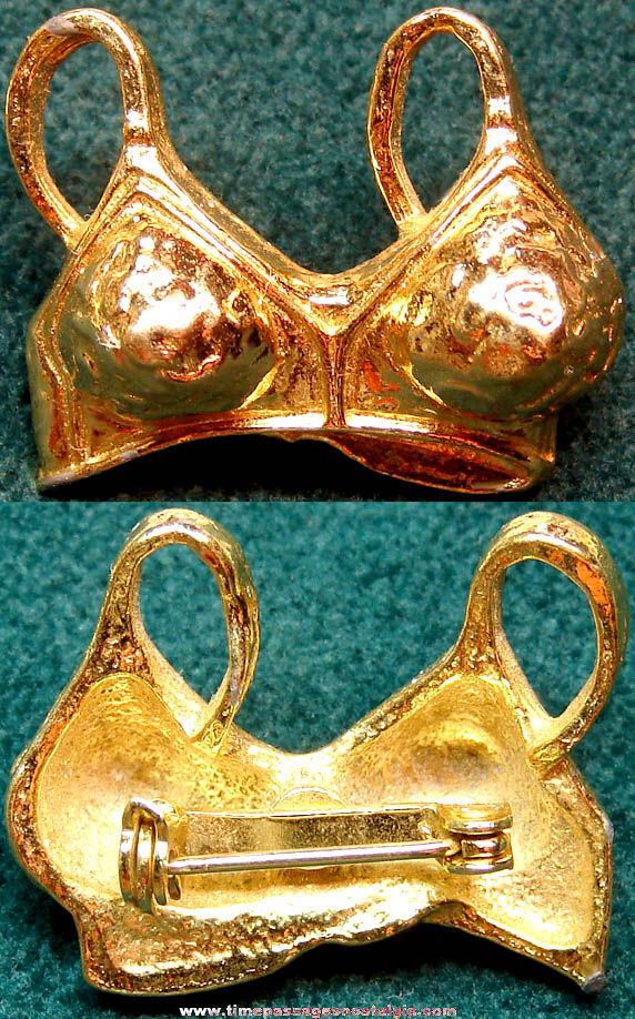 Ladies Golden Brassiere or Bra Jewelry Pin