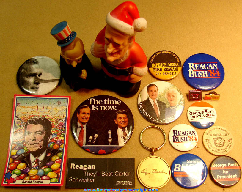 (17) Different U.S. President Ronald Reagan & George Bush Political Campaign Items