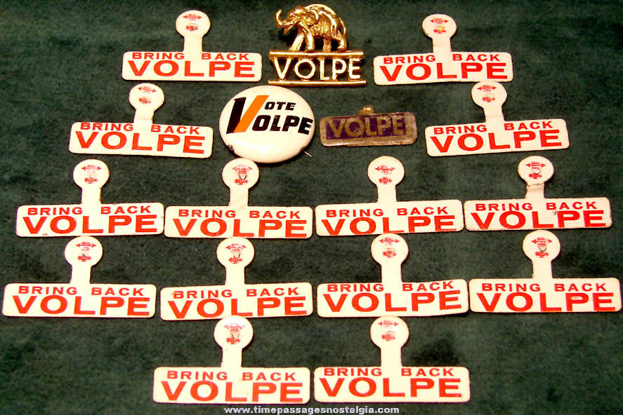 (17) Old Massachusetts Governor John Volpe Political Campaign Items