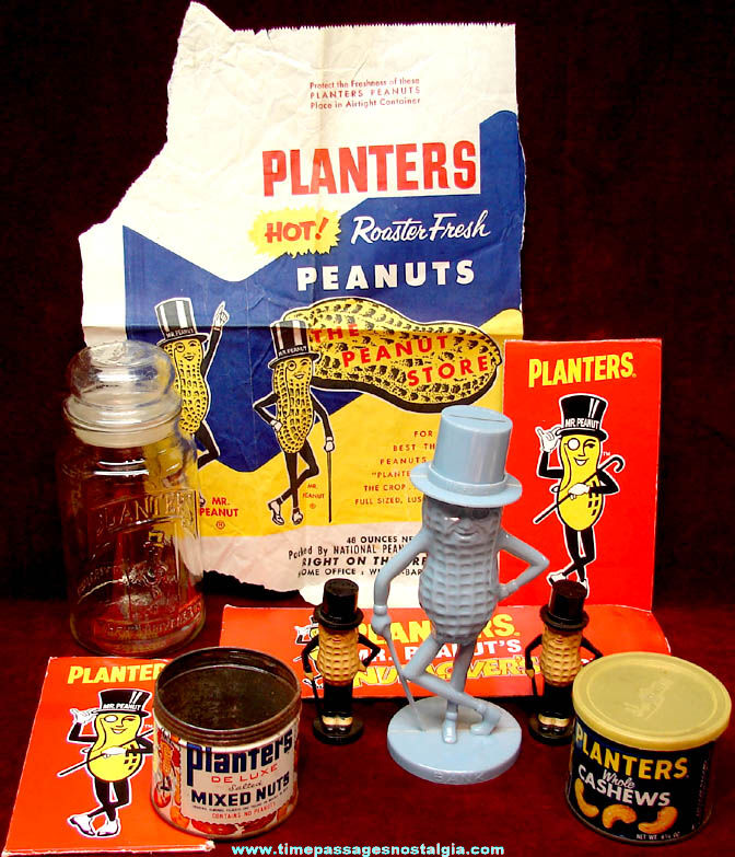 (10) Old Planters Peanuts Mr. Peanut Advertising Character Packaging and Premium Items