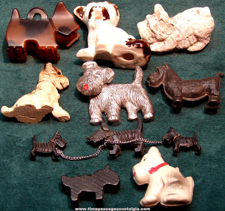 (11) Small Old Scottish Terrier Dog Items