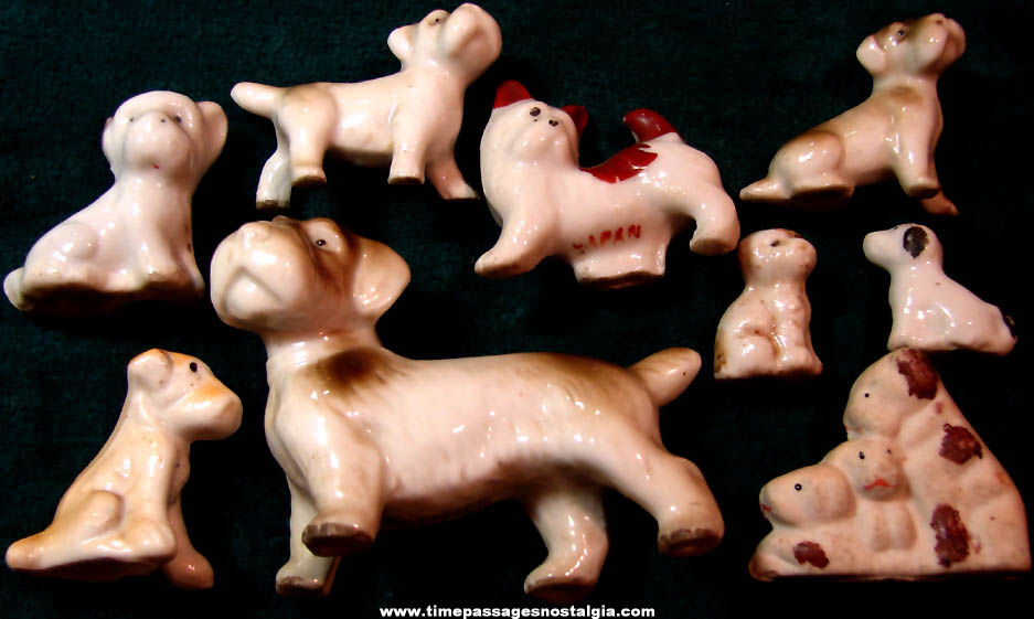 (9) Different Small or Miniature Dog Porcelain Figurines
