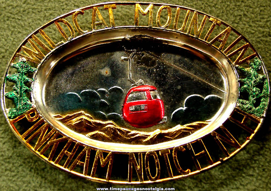 Colorful Old Wildcat Mountain Pinkham Notch New Hampshire Advertising Souvenir Tray