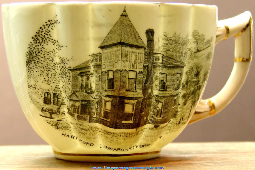 Early Hartford Vermont Library Advertising Souvenir Porcelain Tea Cup