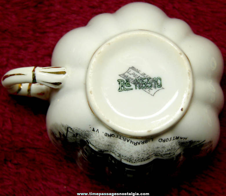 Early Hartford Vermont Library Advertising Souvenir Porcelain Tea Cup