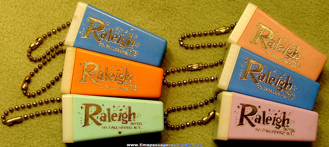 (6) Old Raleigh Hotel Advertising Souvenir Photo Viewer Key Chains