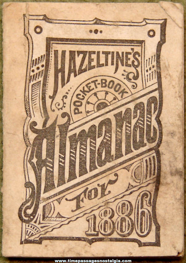 1886 Miniature Hazeltine’s Advertising Premium Pocket Book Almanac