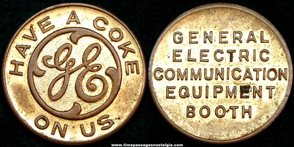 Old General Electric Advertising Premium Have A Coke On Us Brass Token Coin