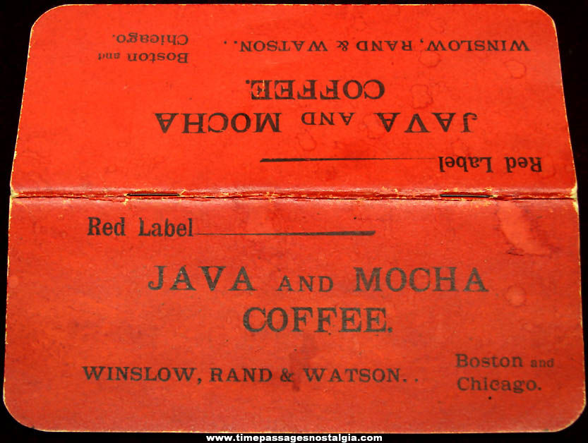 Old Winslow Rand & Watson Red Label Java and Mocha Coffee Advertising Premium Booklet