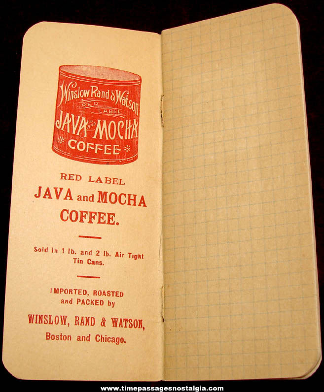 Old Winslow Rand & Watson Red Label Java and Mocha Coffee Advertising Premium Booklet